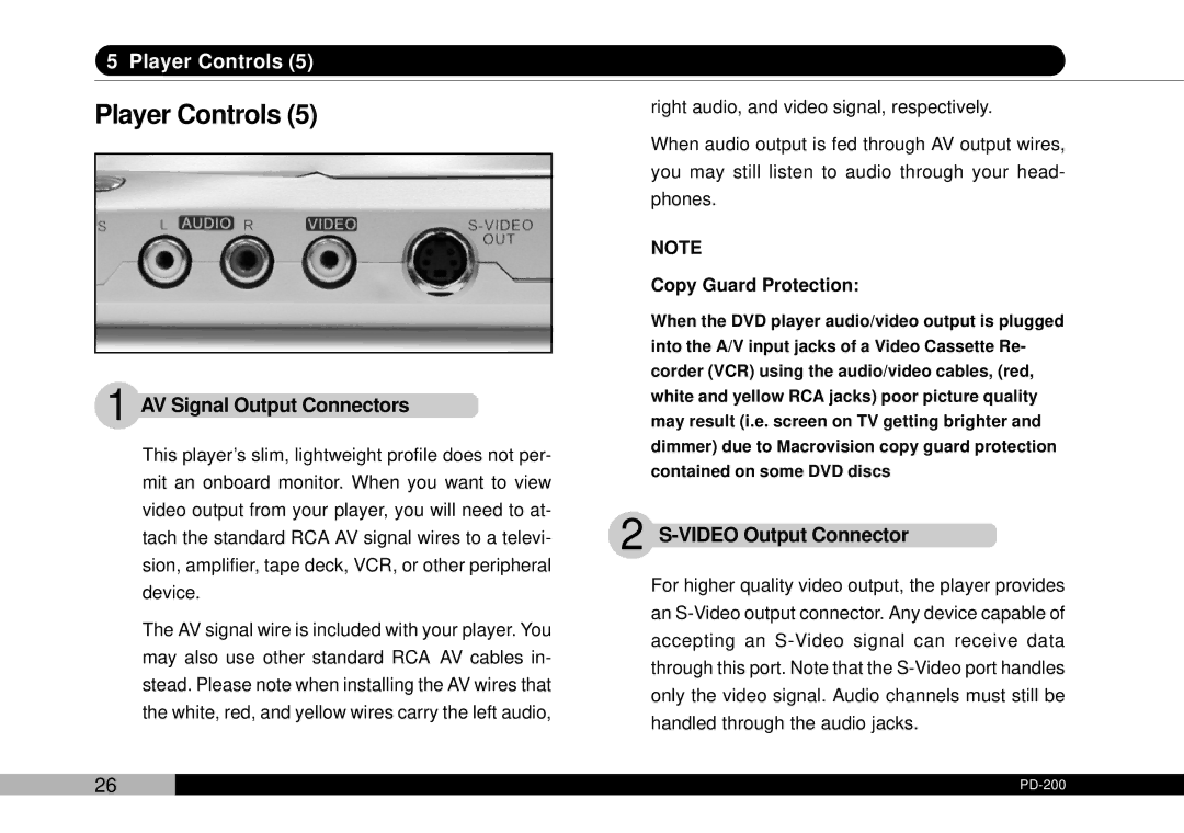 Audiovox D1708PK, PDVDNS owner manual AV Signal Output Connectors, Video Output Connector 