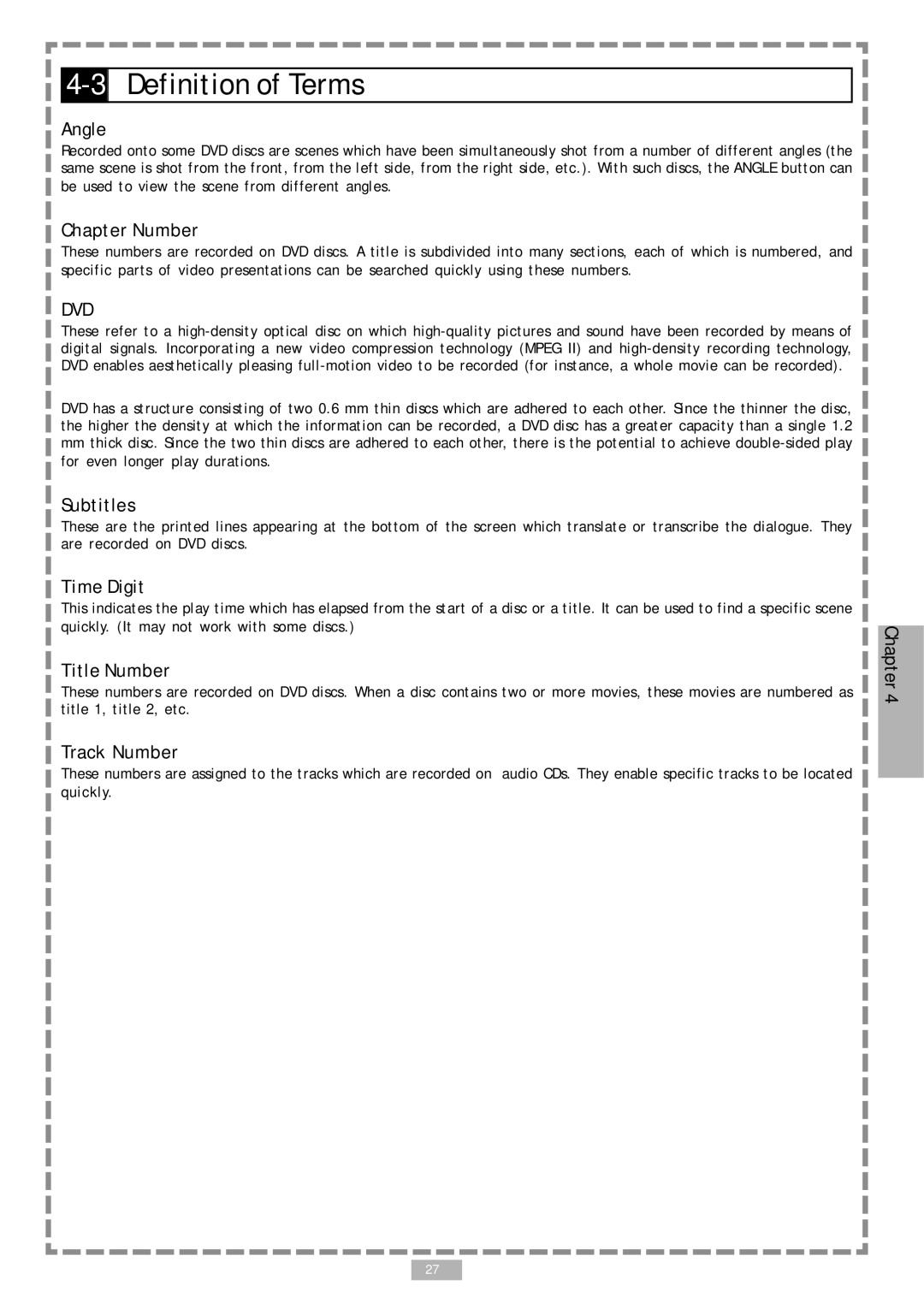 Audiovox D1710 user manual 3Definition of Terms 