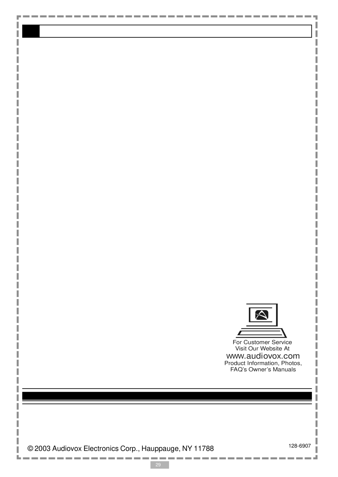 Audiovox D1710 user manual Audiovox Electronics Corp., Hauppauge, NY 