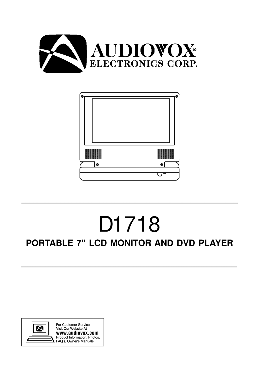 Audiovox D1718 manual 