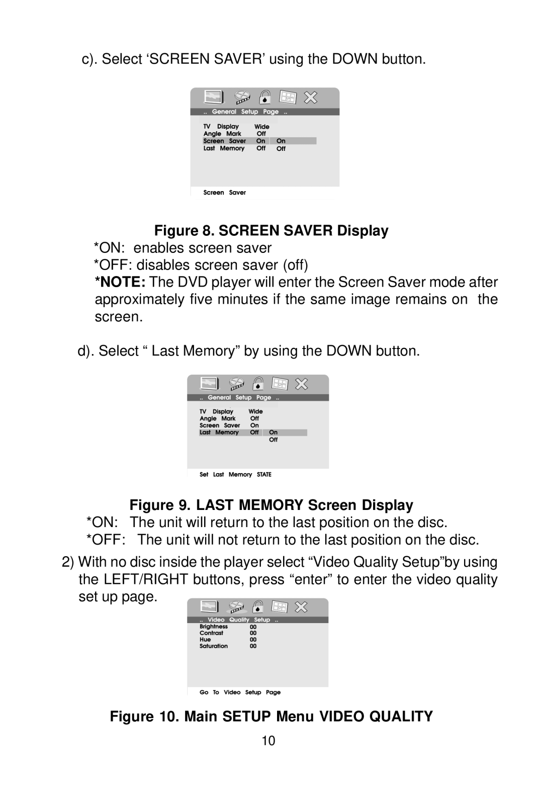 Audiovox D1718 manual Screen Saver Display 