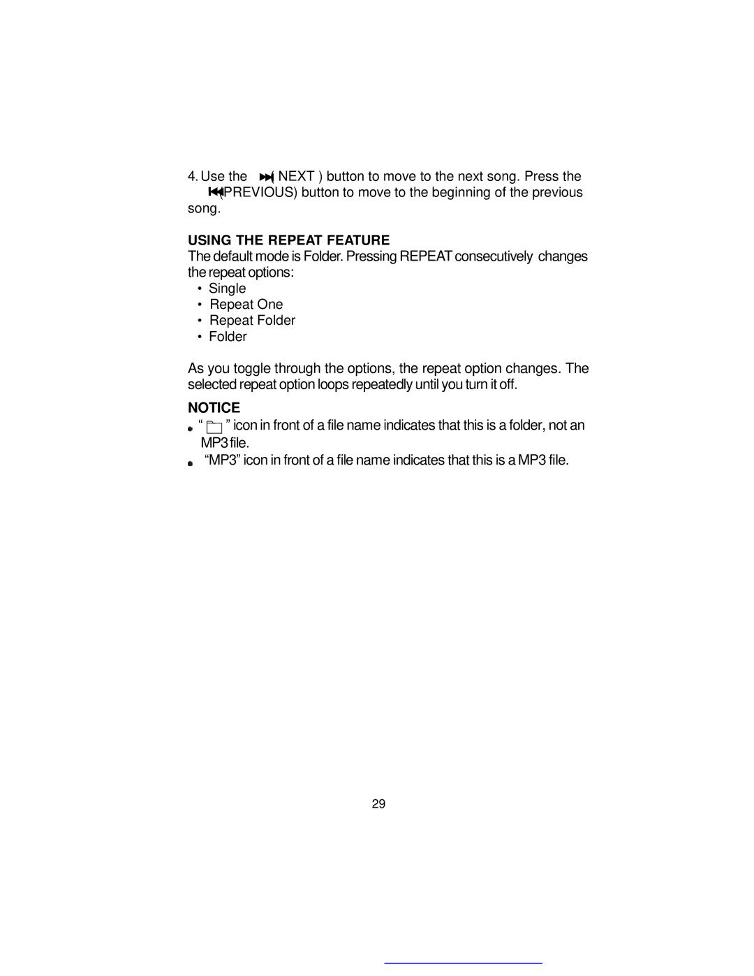 Audiovox D1718ES manual Using the Repeat Feature 