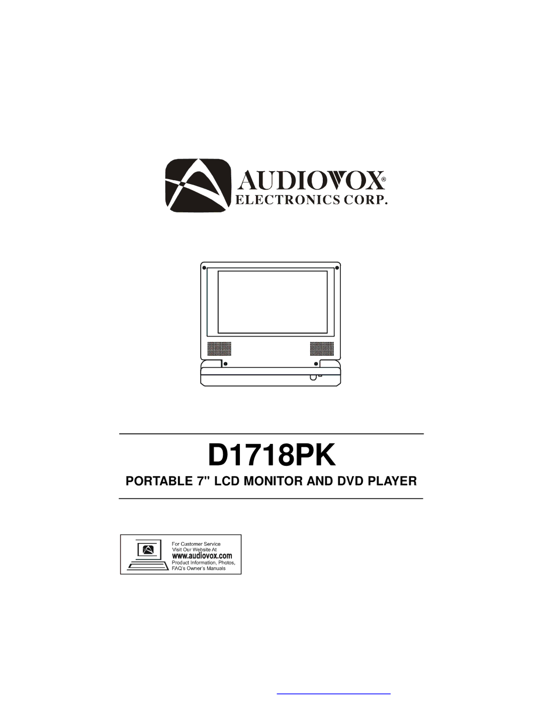 Audiovox D1718PK manual 