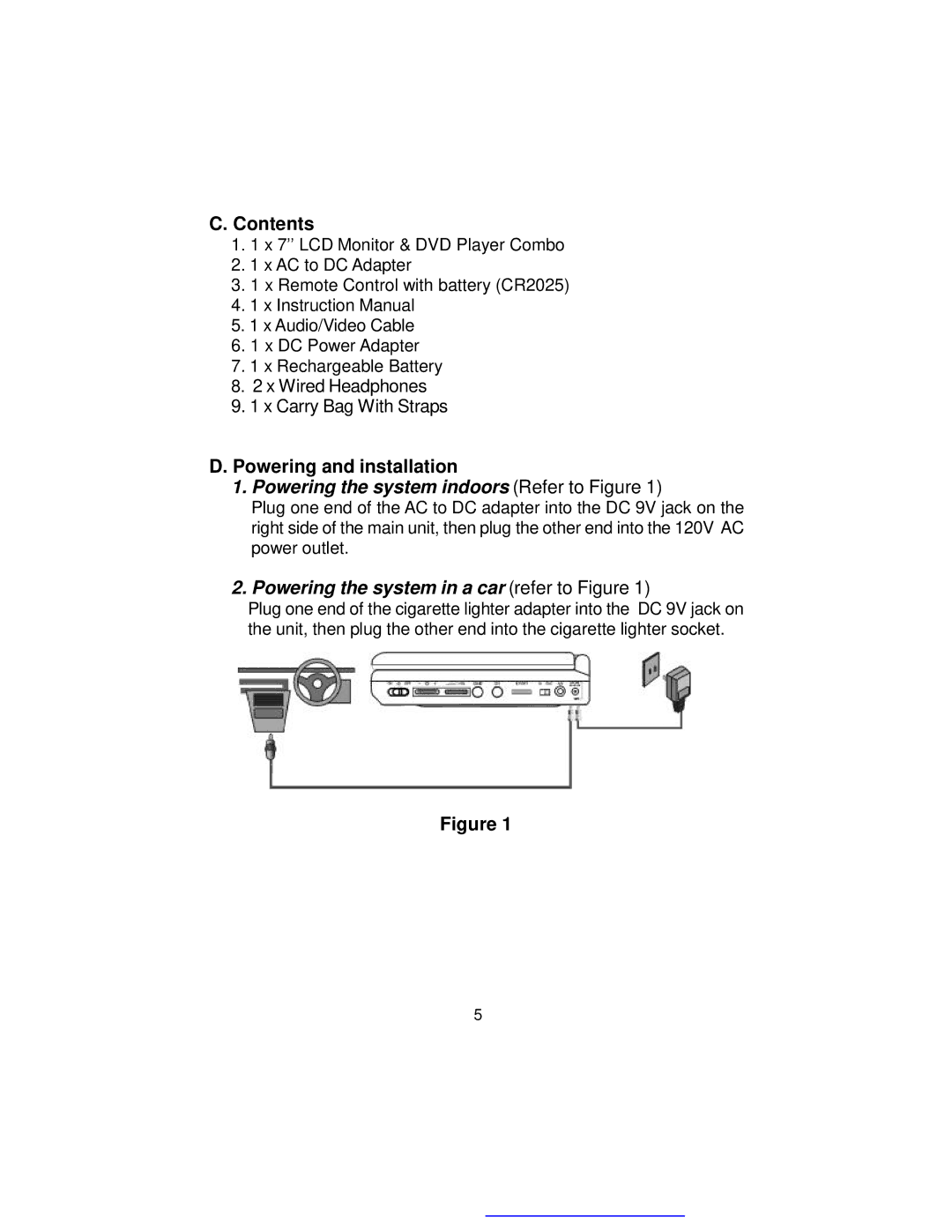 Audiovox D1718PK manual Contents, Powering and installation 