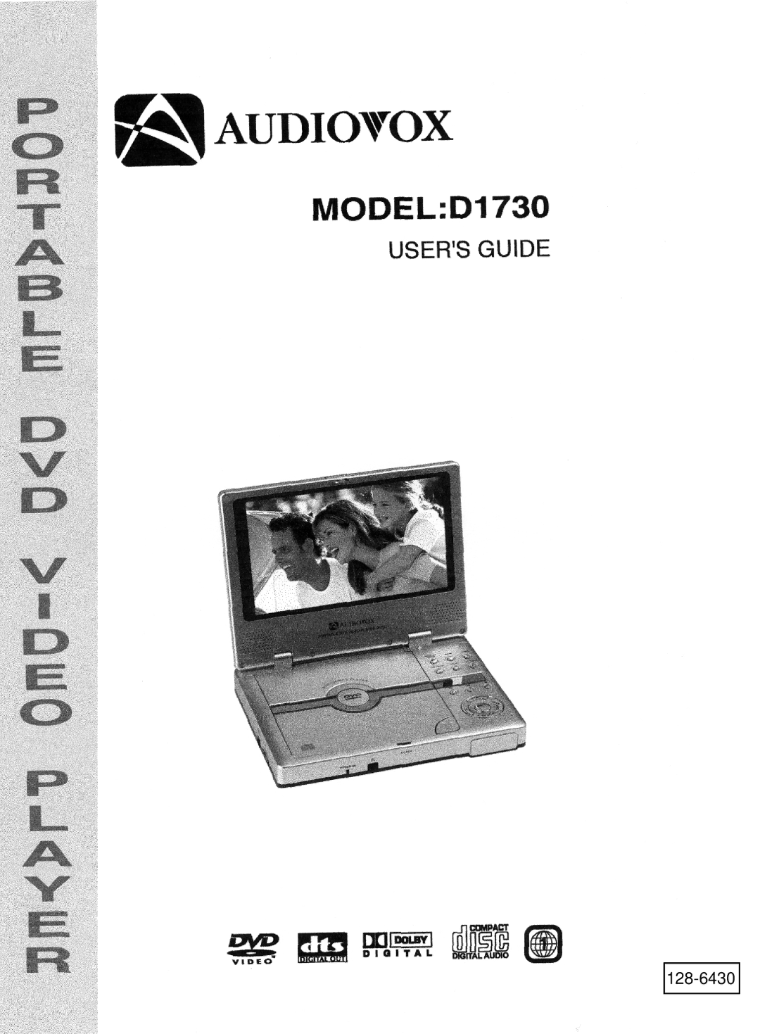 Audiovox D1730 manual 128-6430 