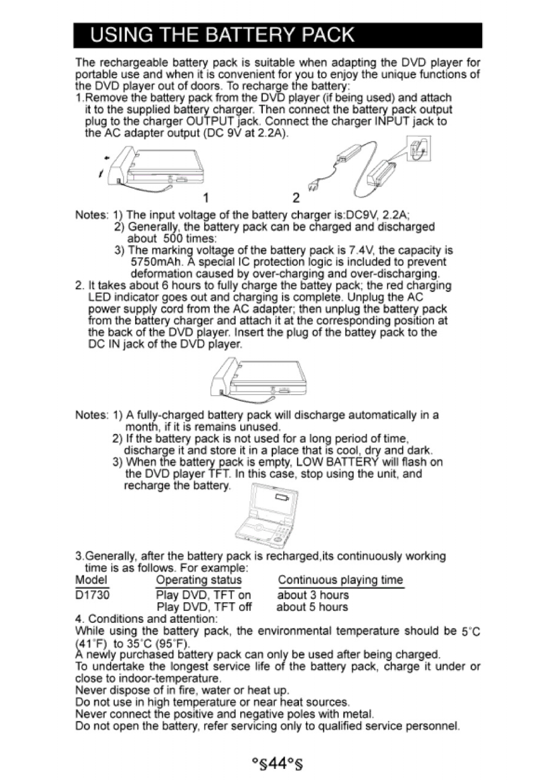 Audiovox D1730 manual 