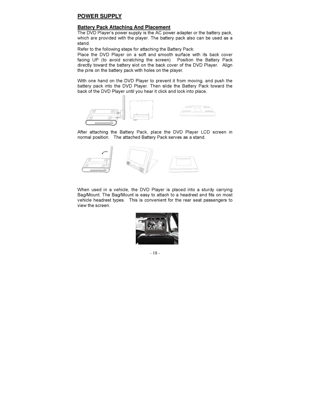 Audiovox D1750T owner manual Battery Pack Attaching And Placement 