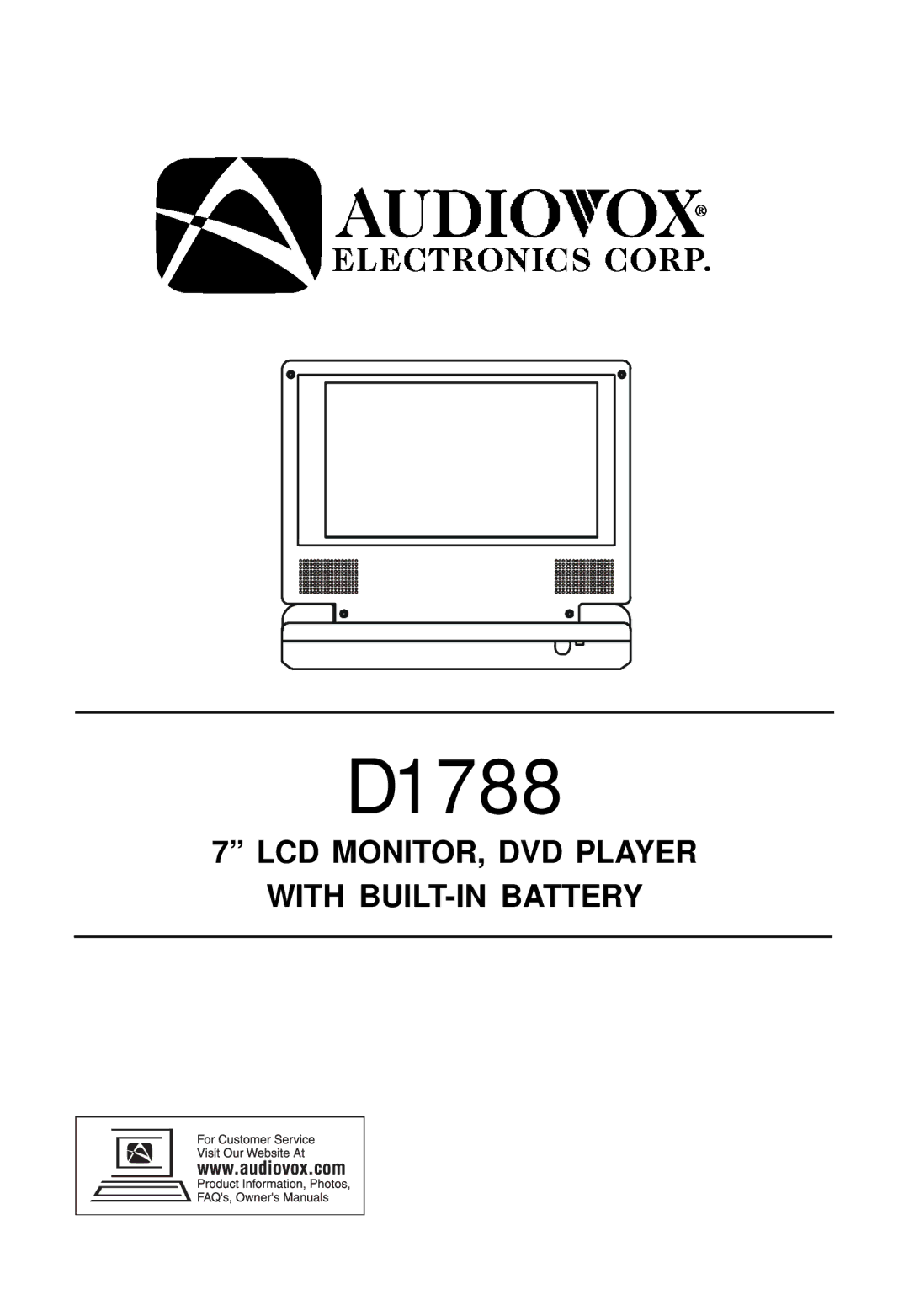 Audiovox D1788 manual 