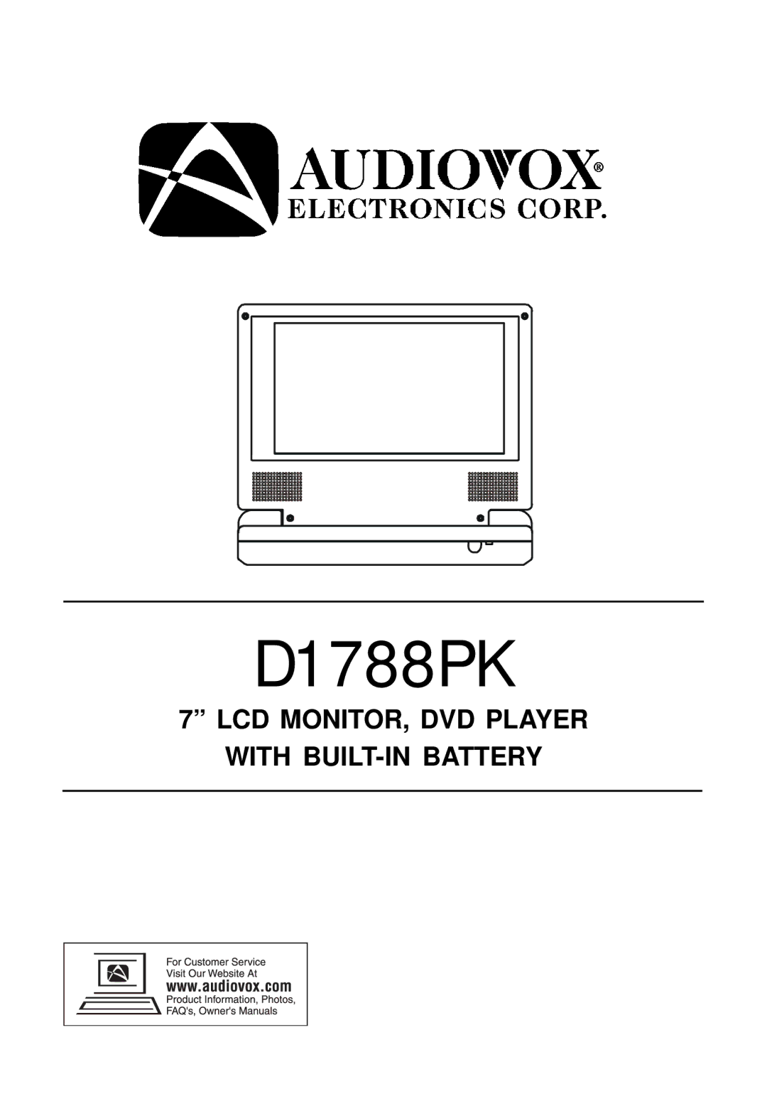 Audiovox D1788PK manual 