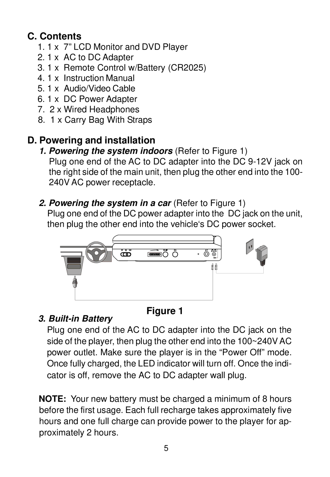 Audiovox D1788PK manual Contents, Powering and installation 