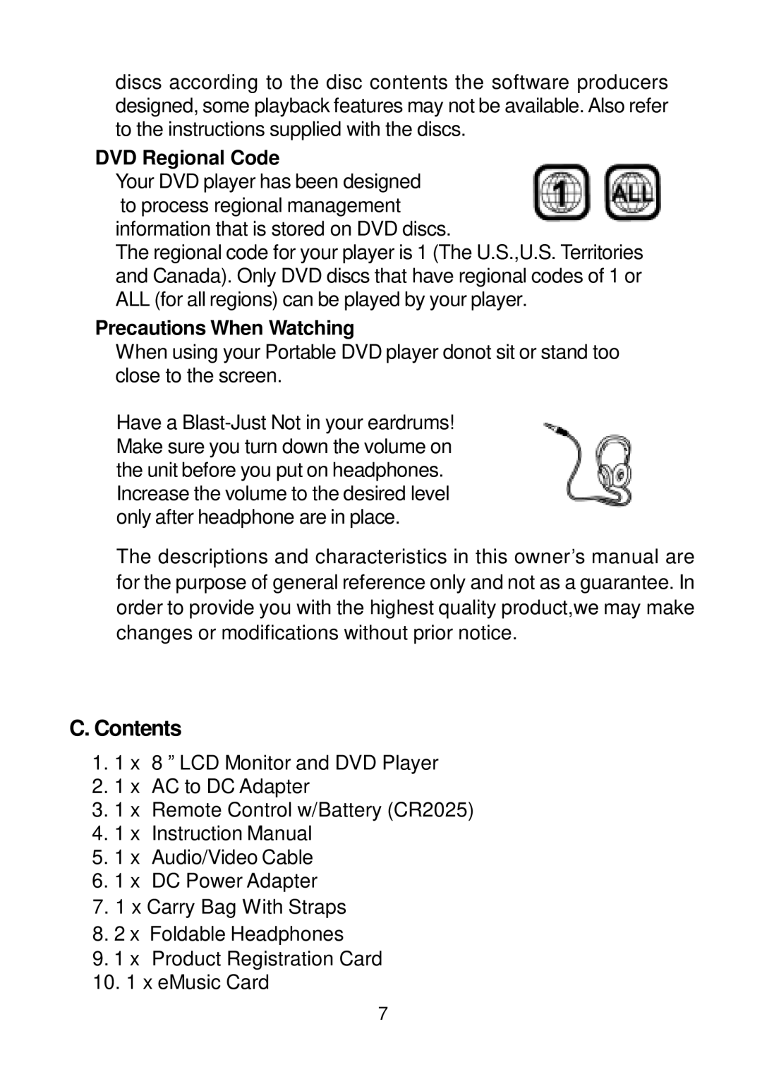 Audiovox D1809PK manual Contents 