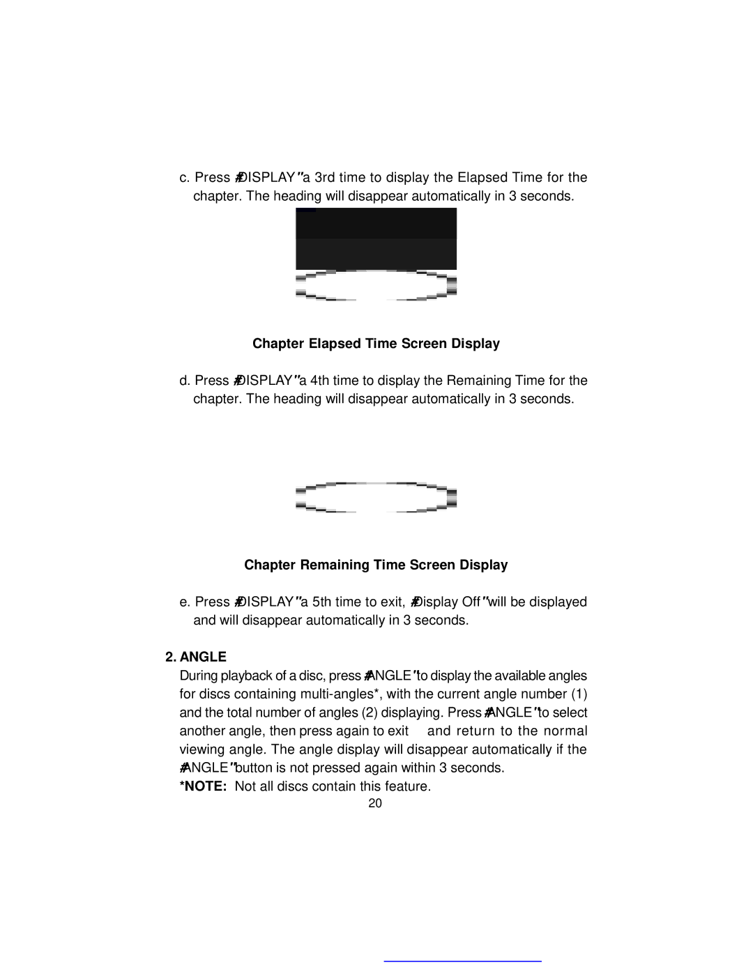 Audiovox D1817PK manual Chapter Elapsed Time Screen Display, Chapter Remaining Time Screen Display 