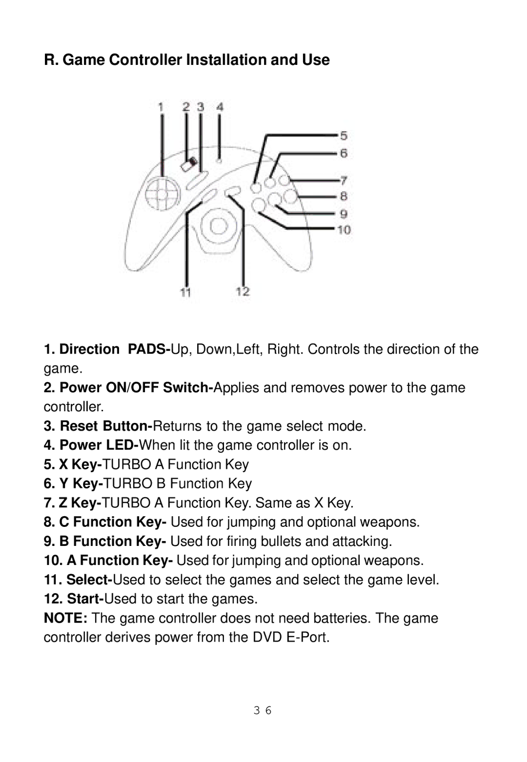 Audiovox D1817PKG manual Game Controller Installation and Use 