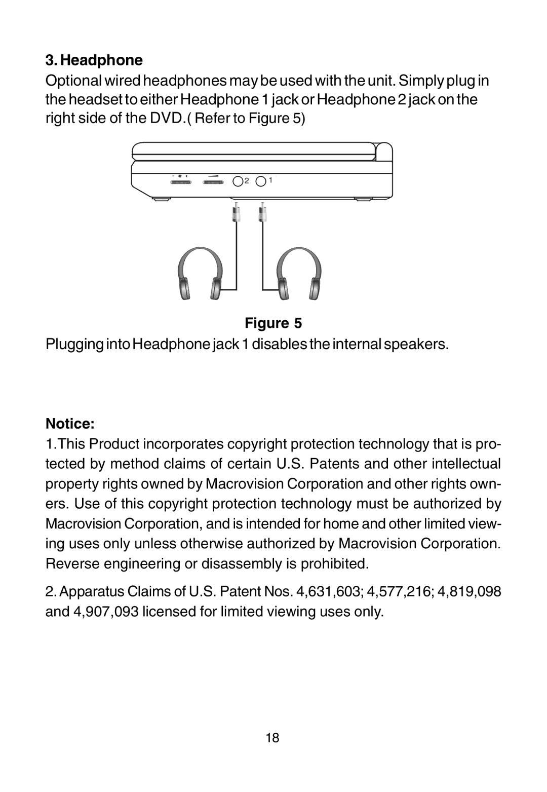 Audiovox D1915 manual Headphone 