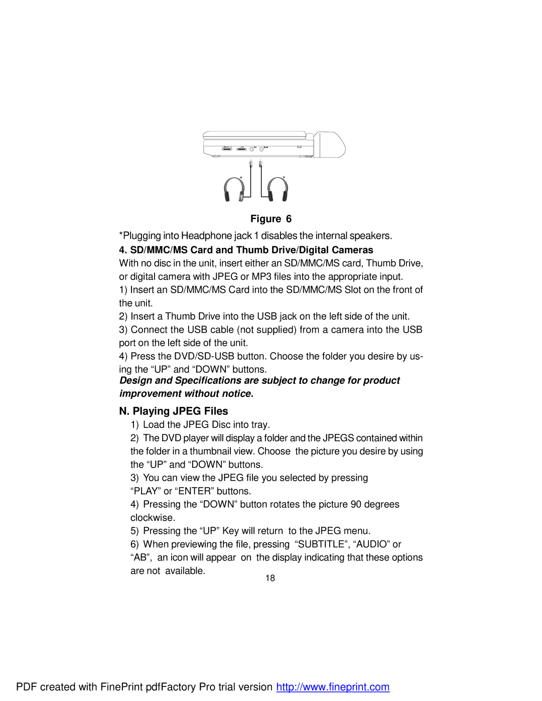 Audiovox D1917PK manual Playing Jpeg Files, SD/MMC/MS Card and Thumb Drive/Digital Cameras 