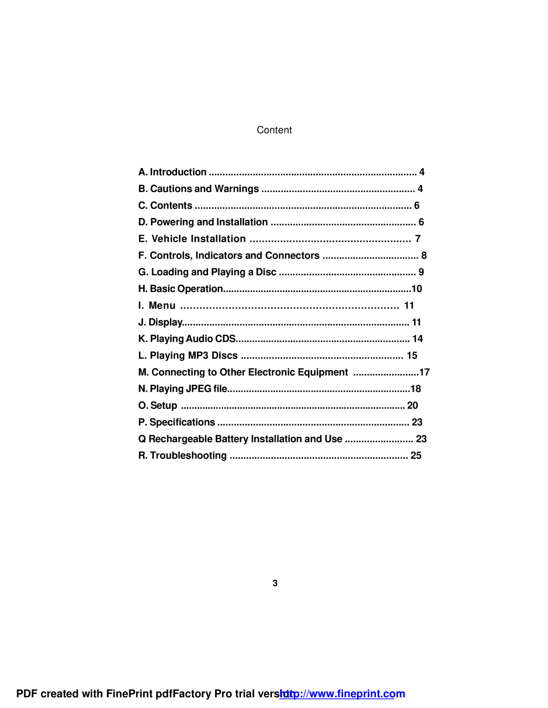 Audiovox D1917PK manual Content 