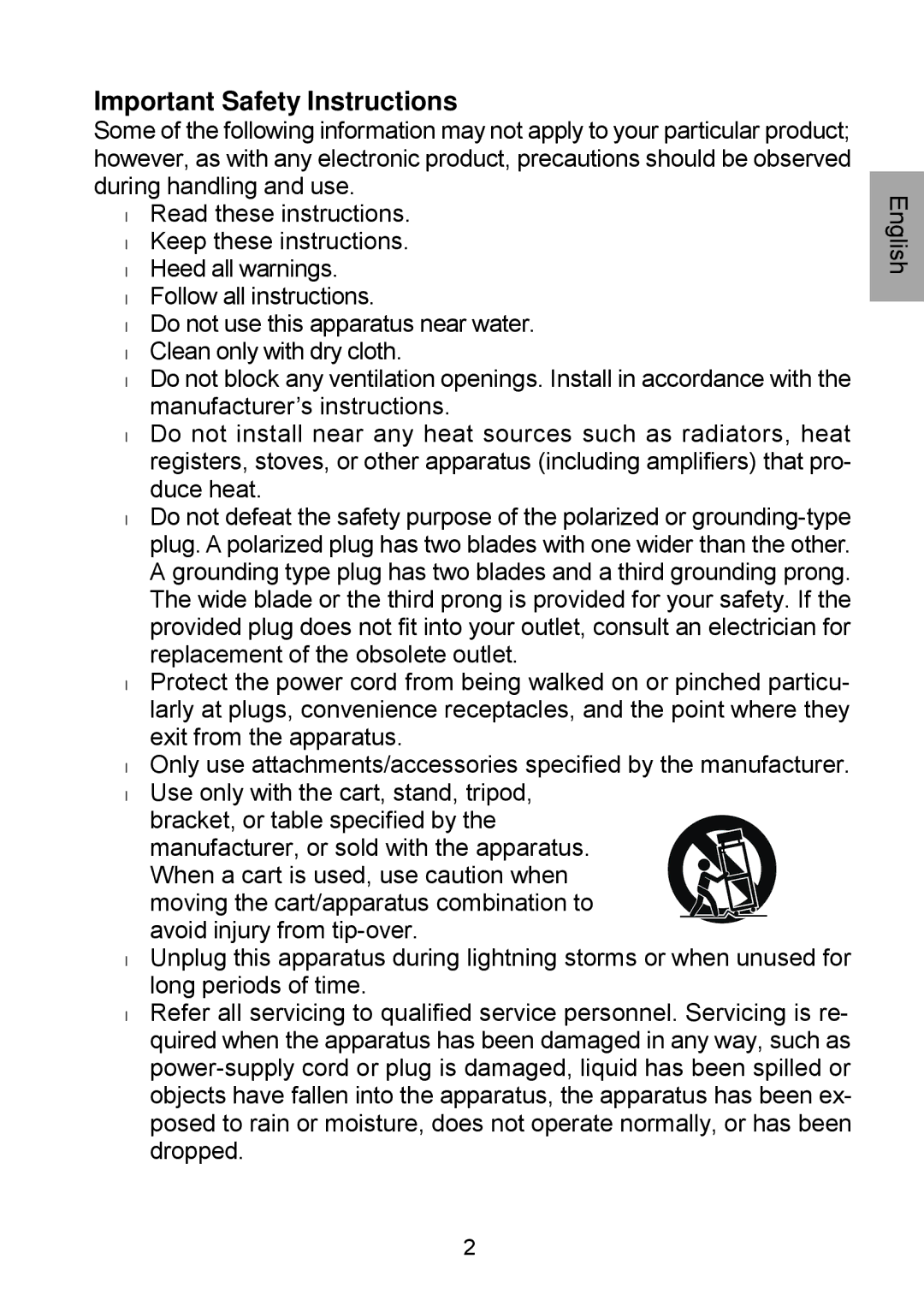 Audiovox D1929B manual Important Safety Instructions 