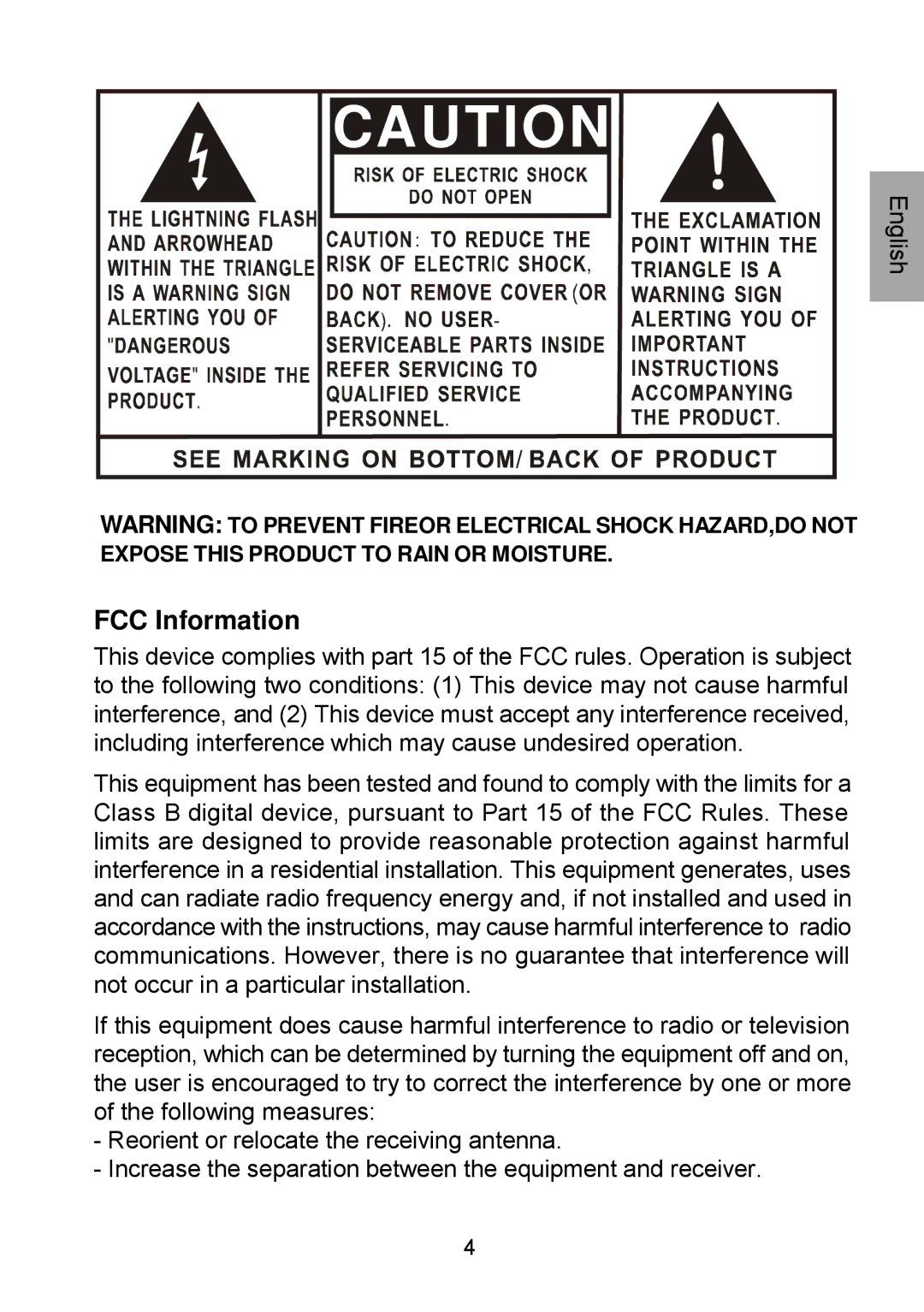 Audiovox D1929B manual FCC Information 