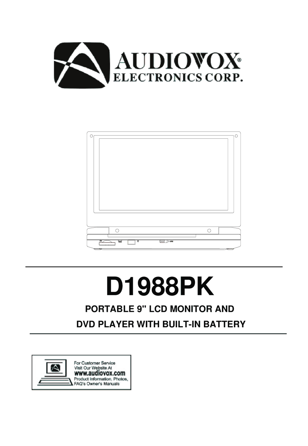 Audiovox D1988PK manual 