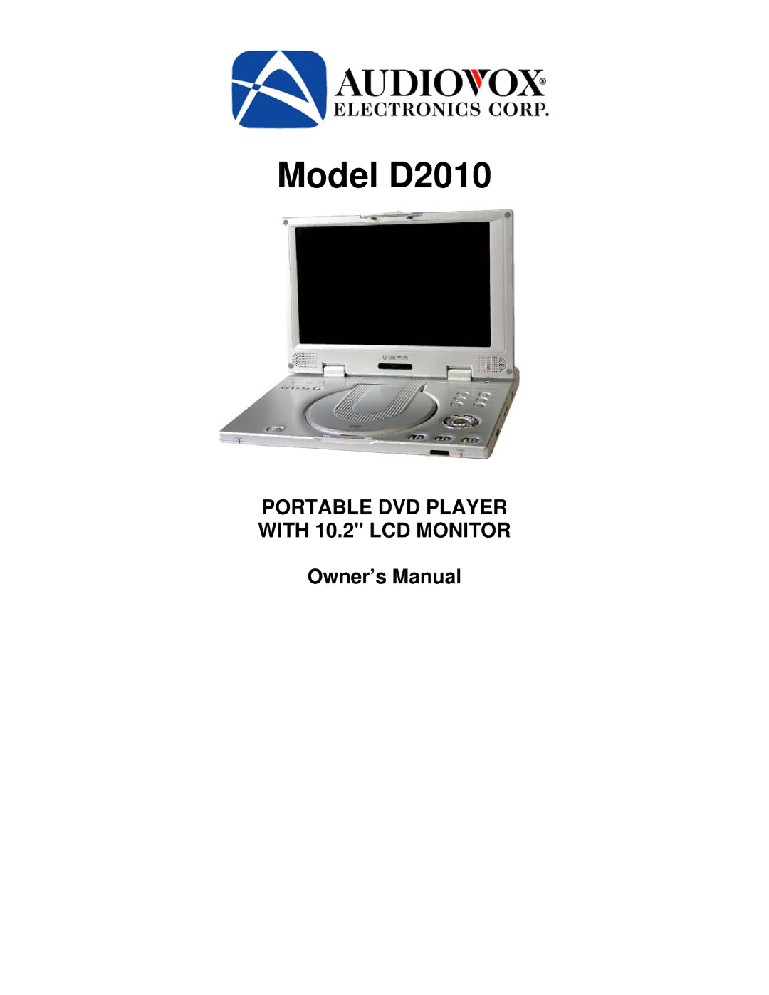 Audiovox owner manual Model D2010 