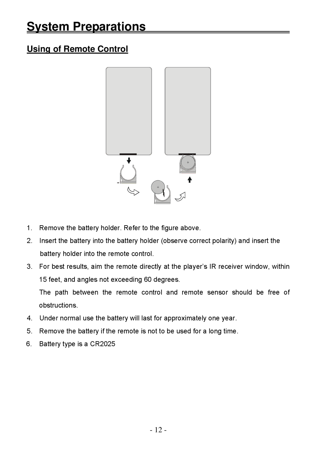 Audiovox D2011 owner manual System Preparations, Using of Remote Control 