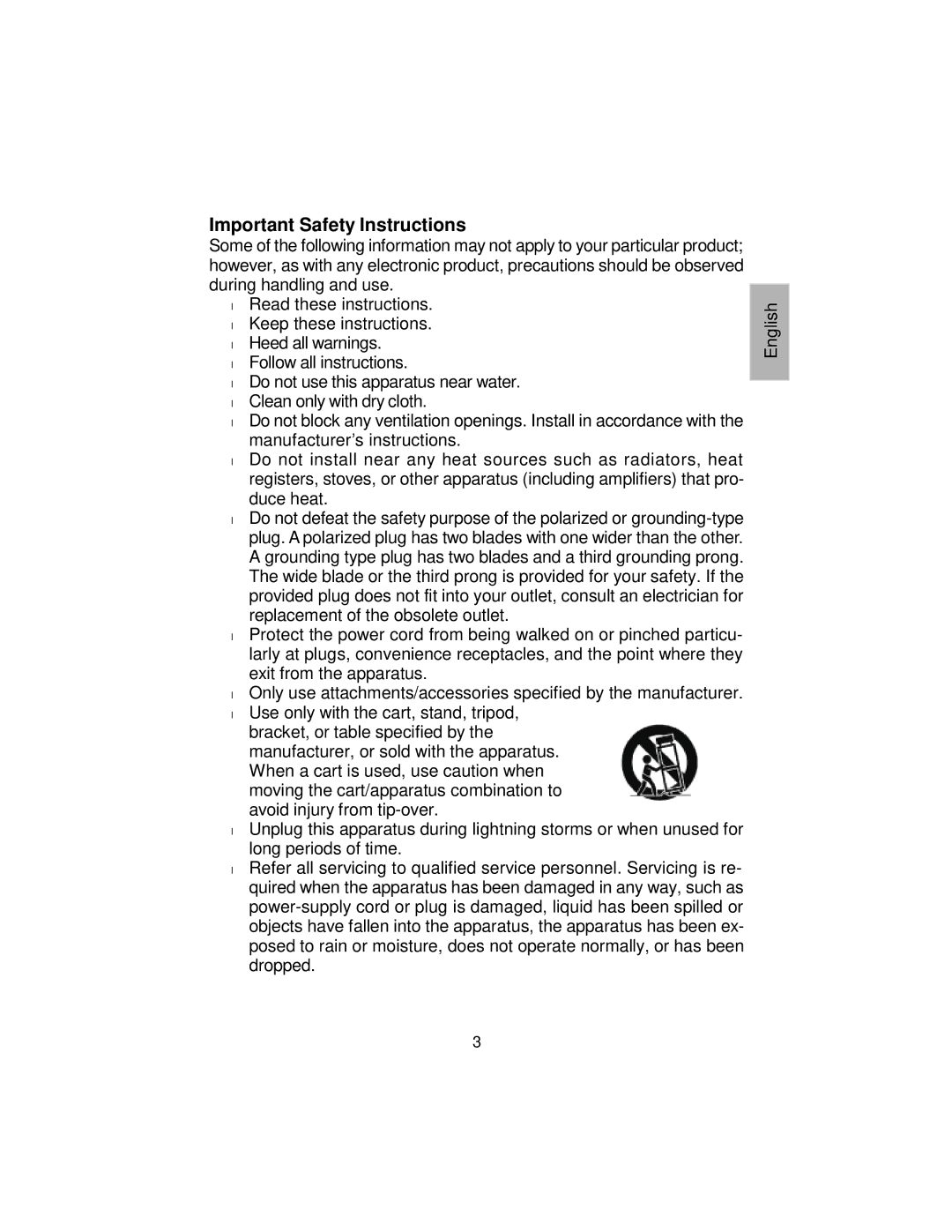 Audiovox D710PK, D7104PK manual Important Safety Instructions 