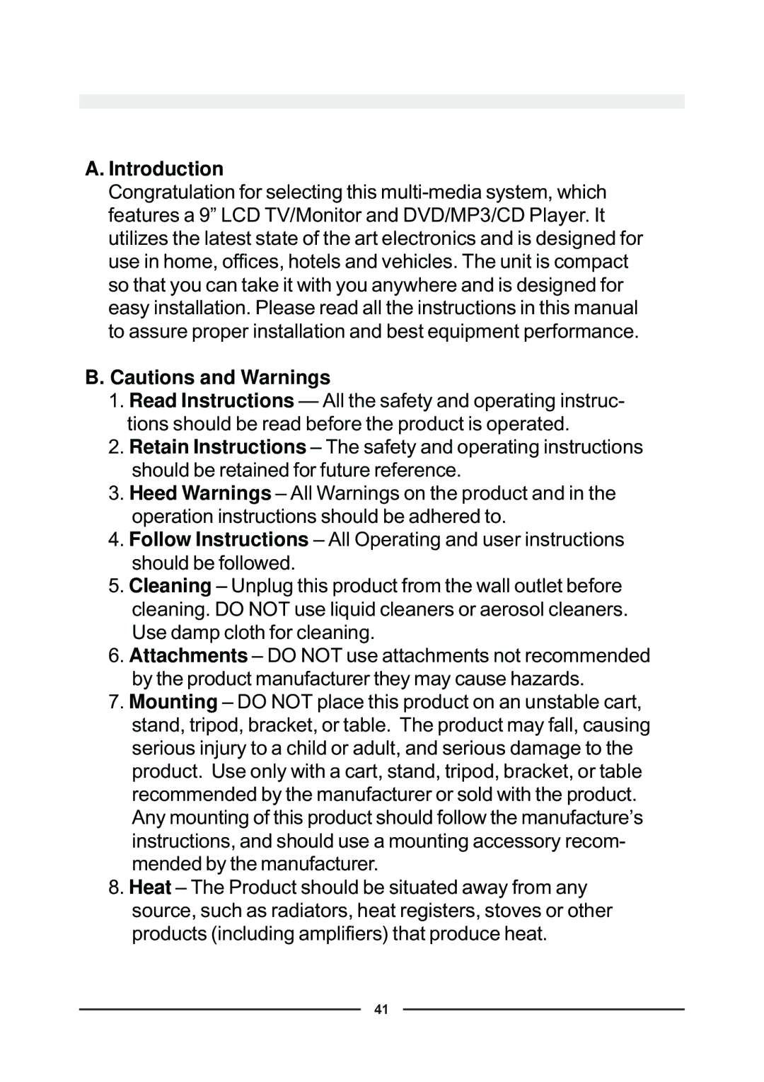 Audiovox D900 owner manual Introduction 