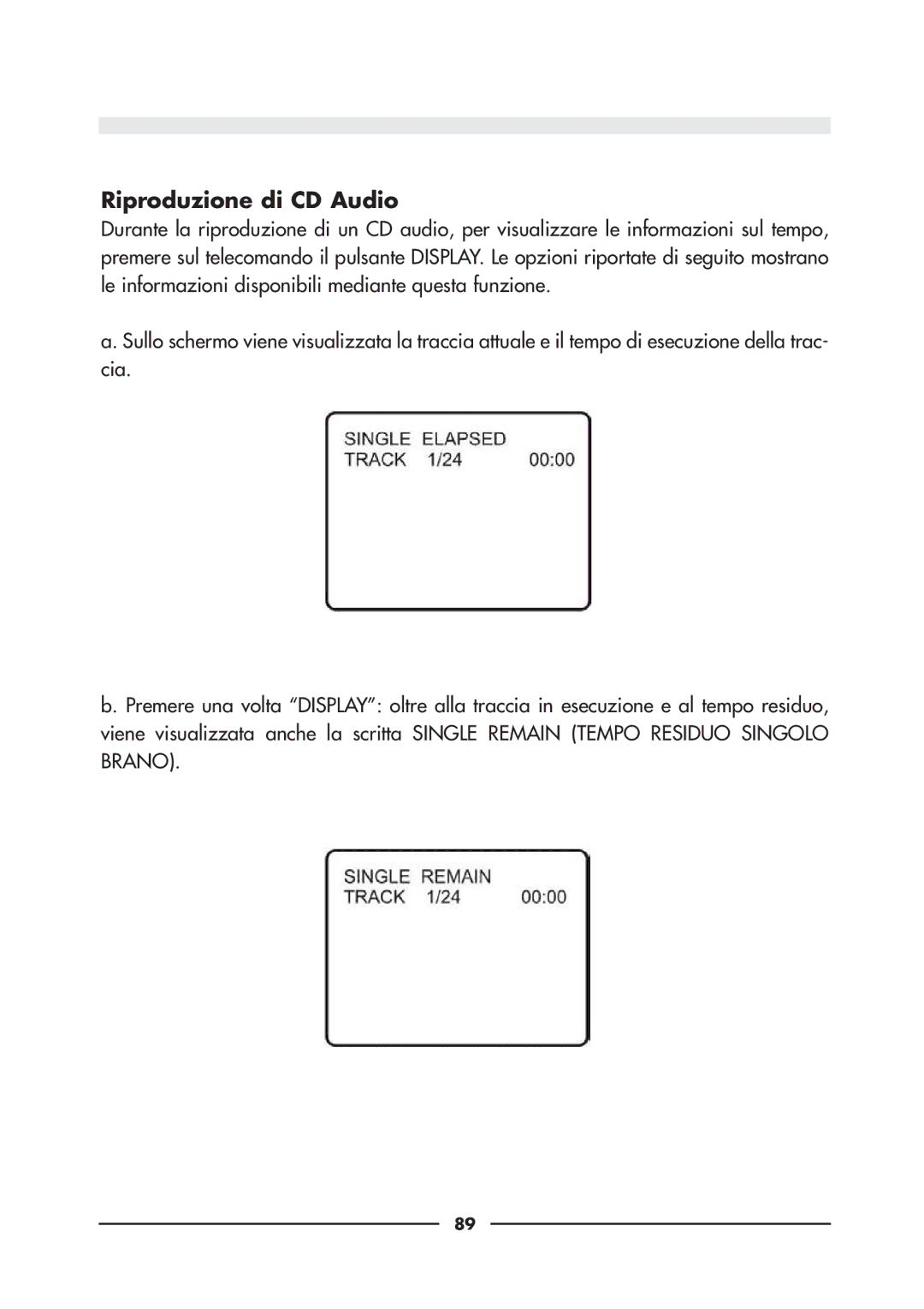 Audiovox D900 owner manual Riproduzione di CD Audio 