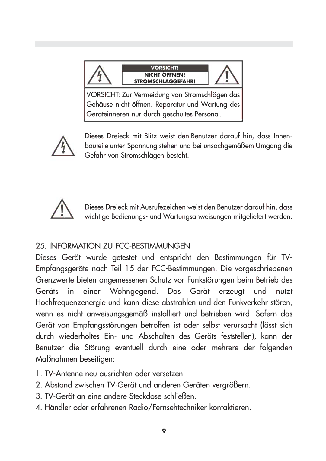 Audiovox D900 owner manual Information ZU FCC-BESTIMMUNGEN 