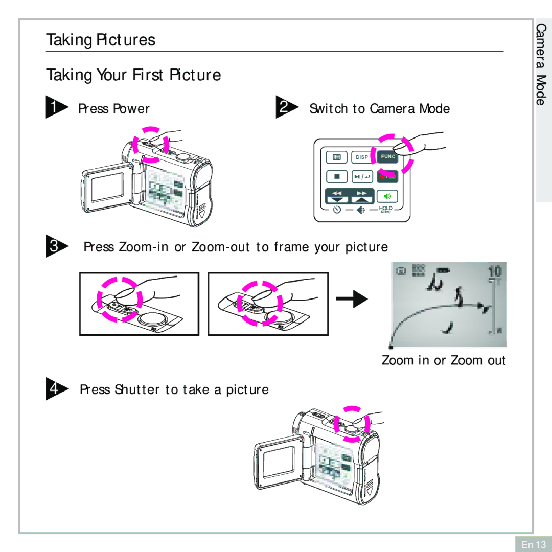 Audiovox DC500 operating instructions Taking Pictures, Taking Your First Picture 