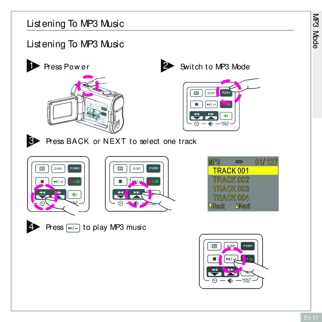 Audiovox DC500 operating instructions Listening To MP3 Music 