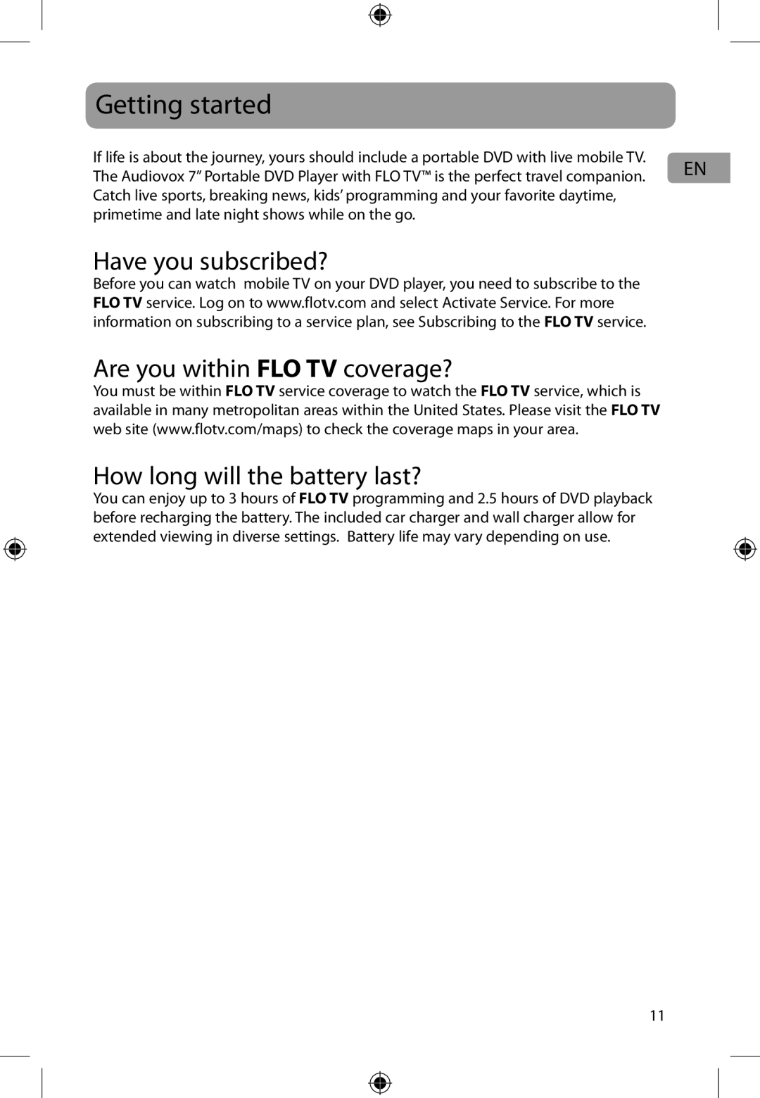 Audiovox DFL710PK user manual Getting started 