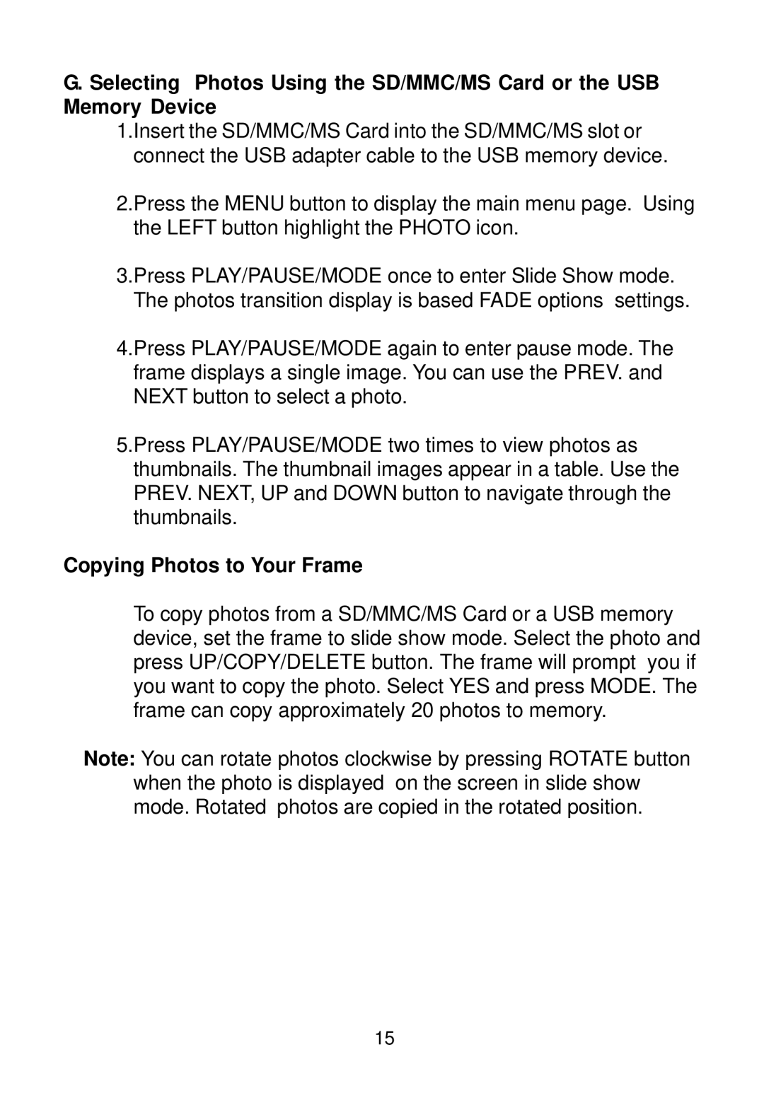 Audiovox DPF1000 manual Copying Photos to Your Frame 