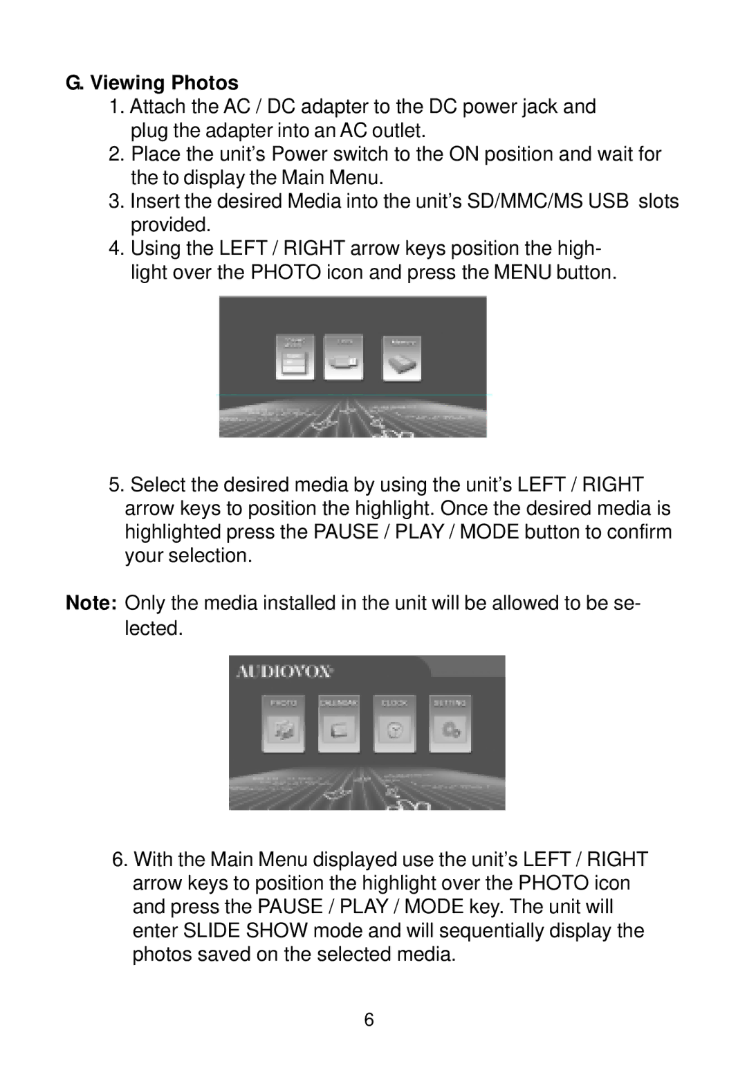 Audiovox DPF508 owner manual Viewing Photos 