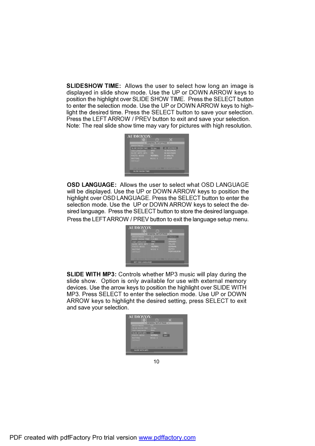 Audiovox DPF702 owner manual 