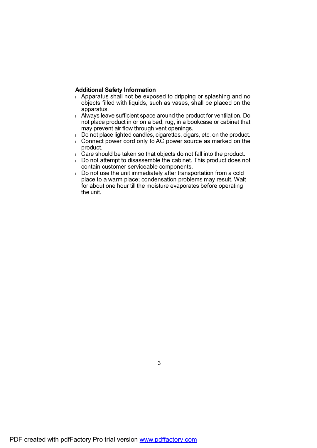 Audiovox DPF702 owner manual Additional Safety Information 