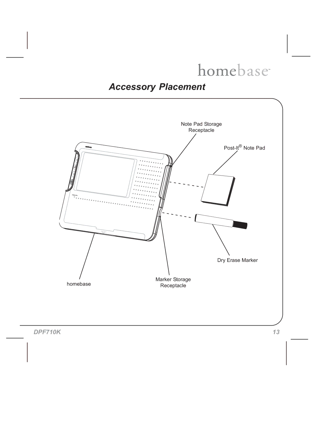 Audiovox DPF710K manual Accessory Placement 