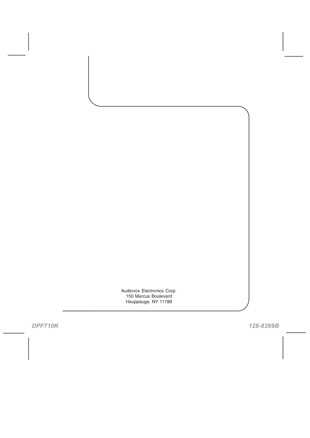Audiovox DPF710K manual 128-8269B 