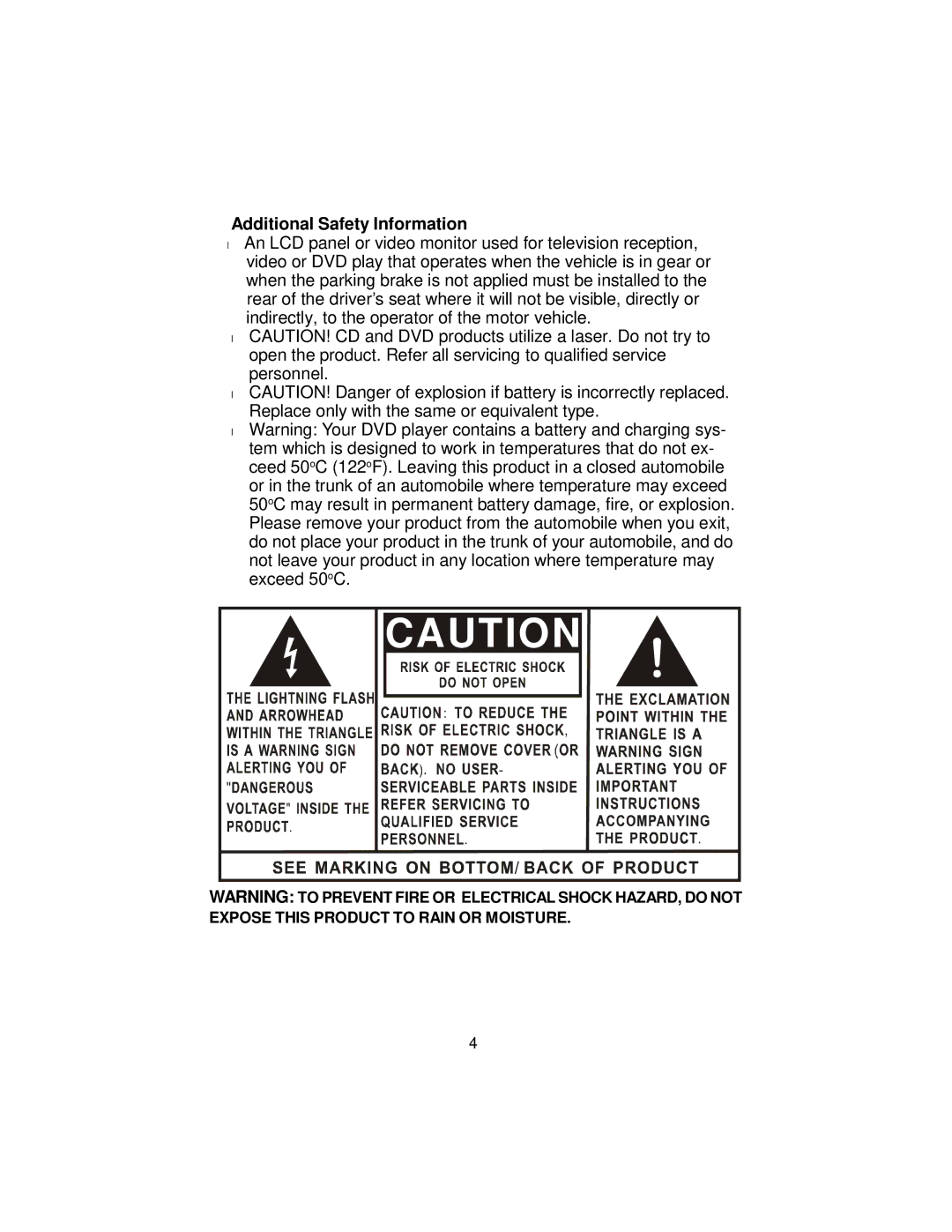 Audiovox DS9106PK manual Additional Safety Information 