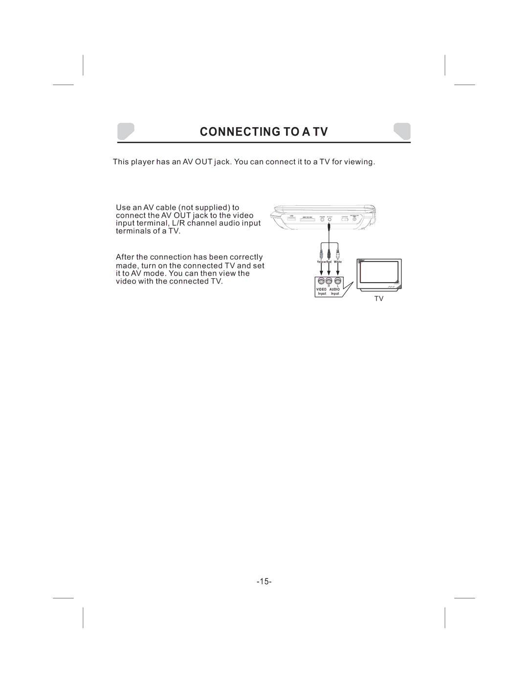 Audiovox DS9343TPK owner manual Connecting to a TV 