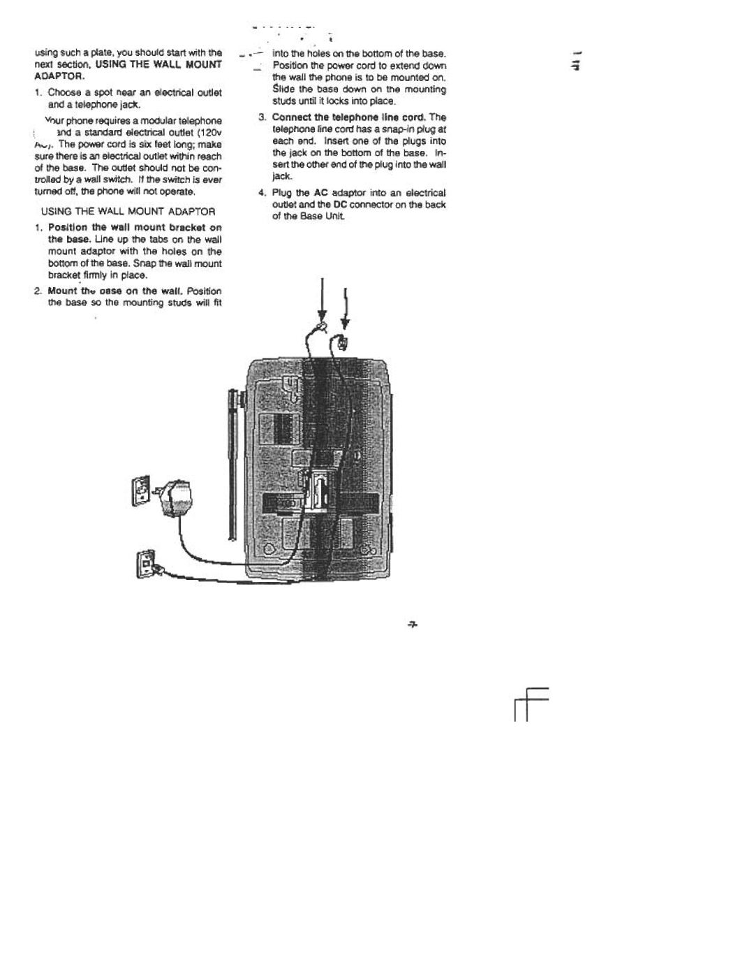 Audiovox DST 961 manual Using the Wall Mount Adaptor 