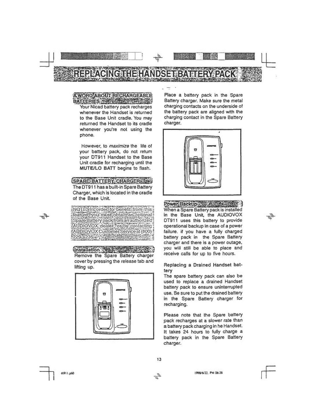 Audiovox DT 911 manual ~f!Ifi+EH~, Tnf~~rA~ 