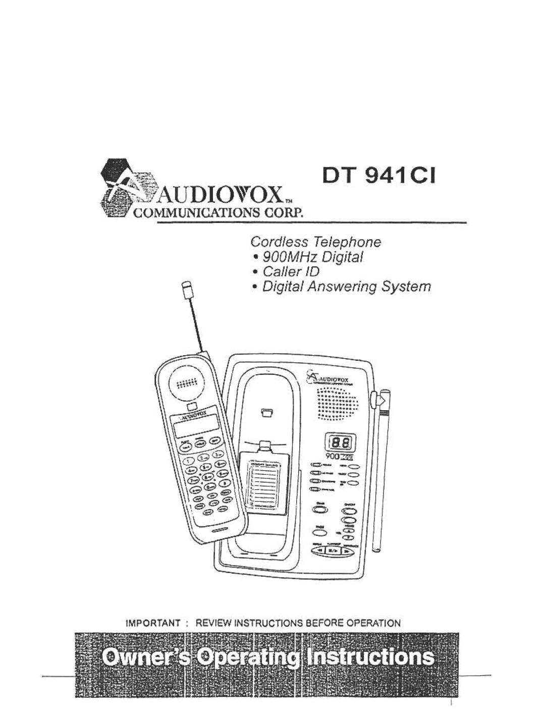 Audiovox DT 941 CI manual COl\tl1\1UNICATIONS caRp 