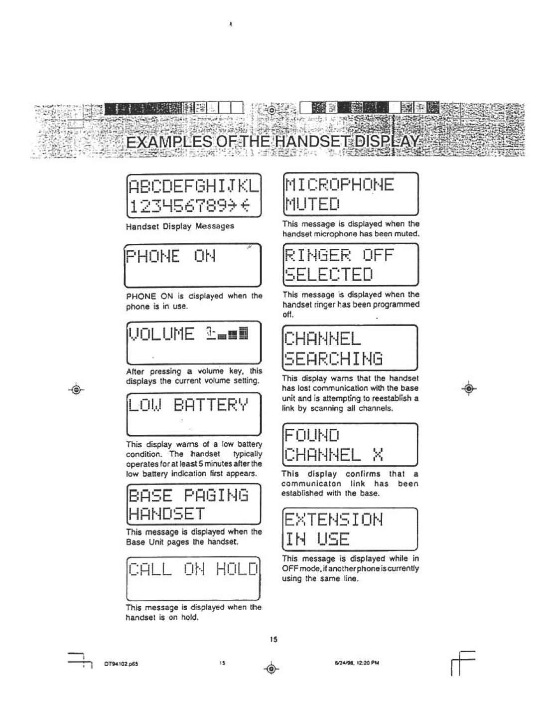 Audiovox DT 941 CI manual =1t-~, Phone on is displayed when the phone is in use 