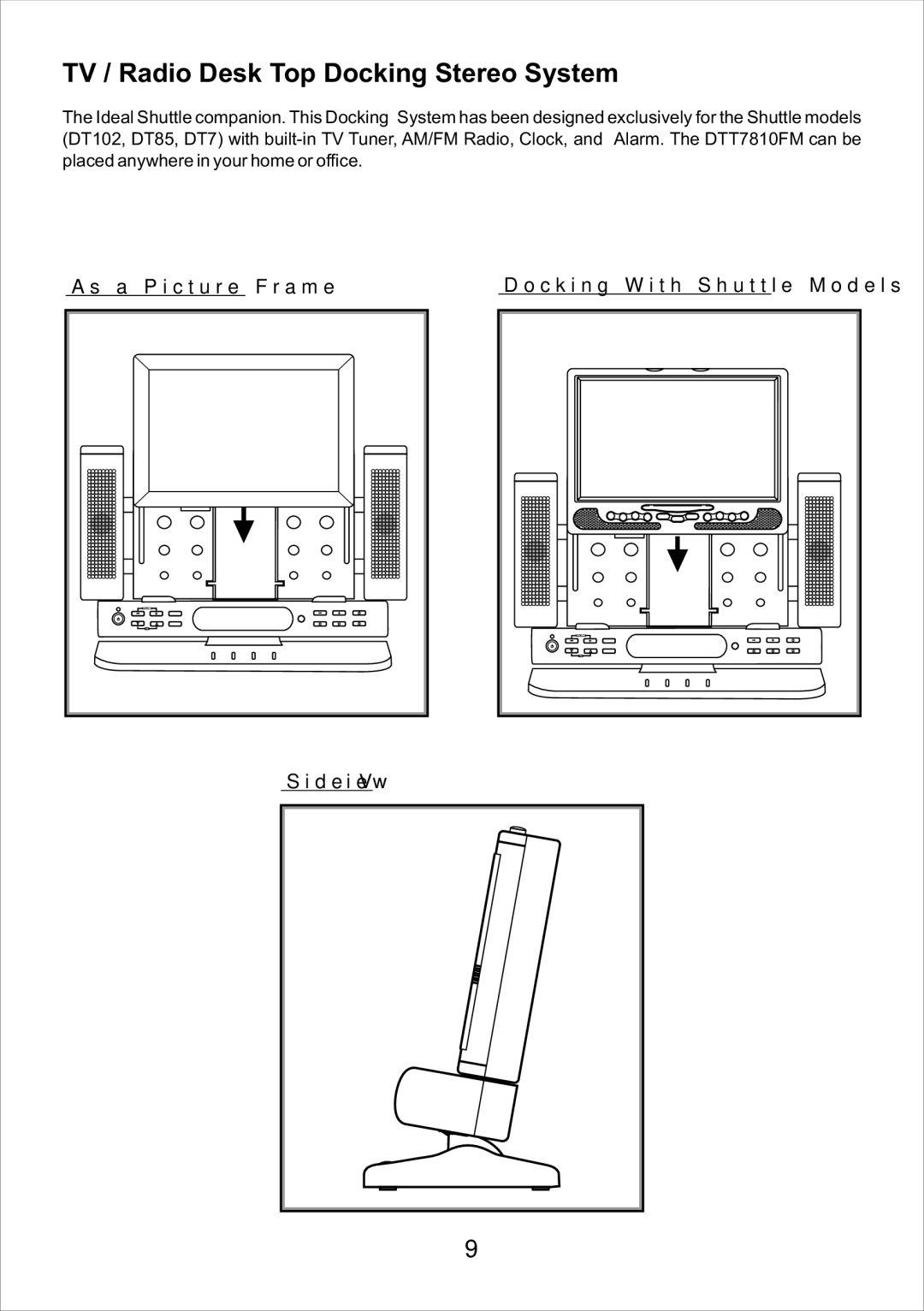 Audiovox DTT7810FM, DT7, DT85, DT102 operation manual TV / Radio Desk Top Docking Stereo System 