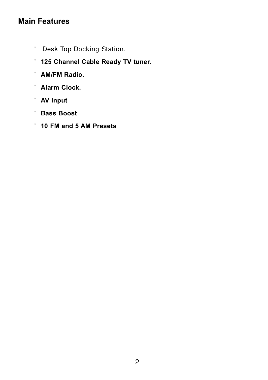 Audiovox DT7, DT85, DT102, DTT7810FM operation manual Main Features 