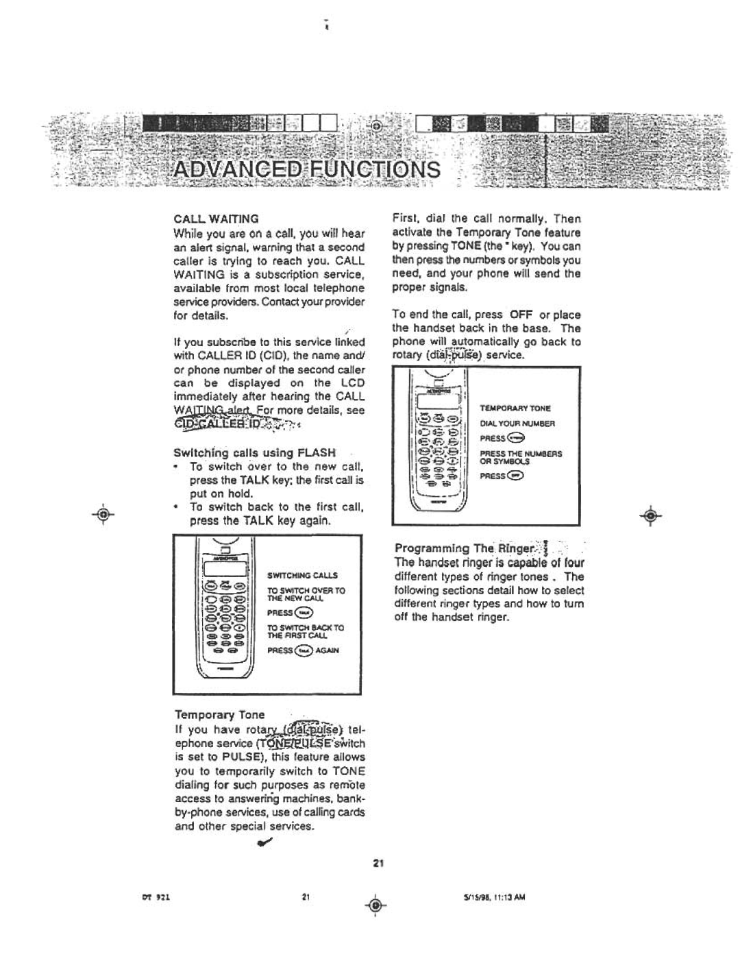 Audiovox DT921C manual Call Waiting 