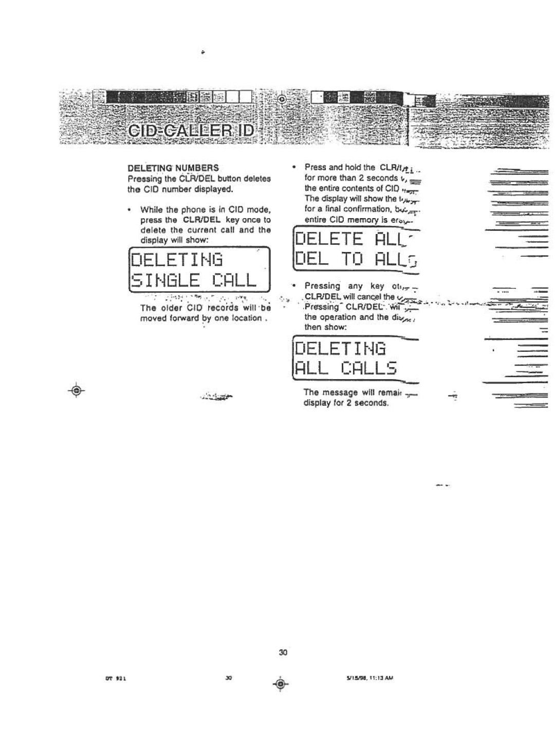 Audiovox DT921C manual RLL Irlls, Deleting Numbers 