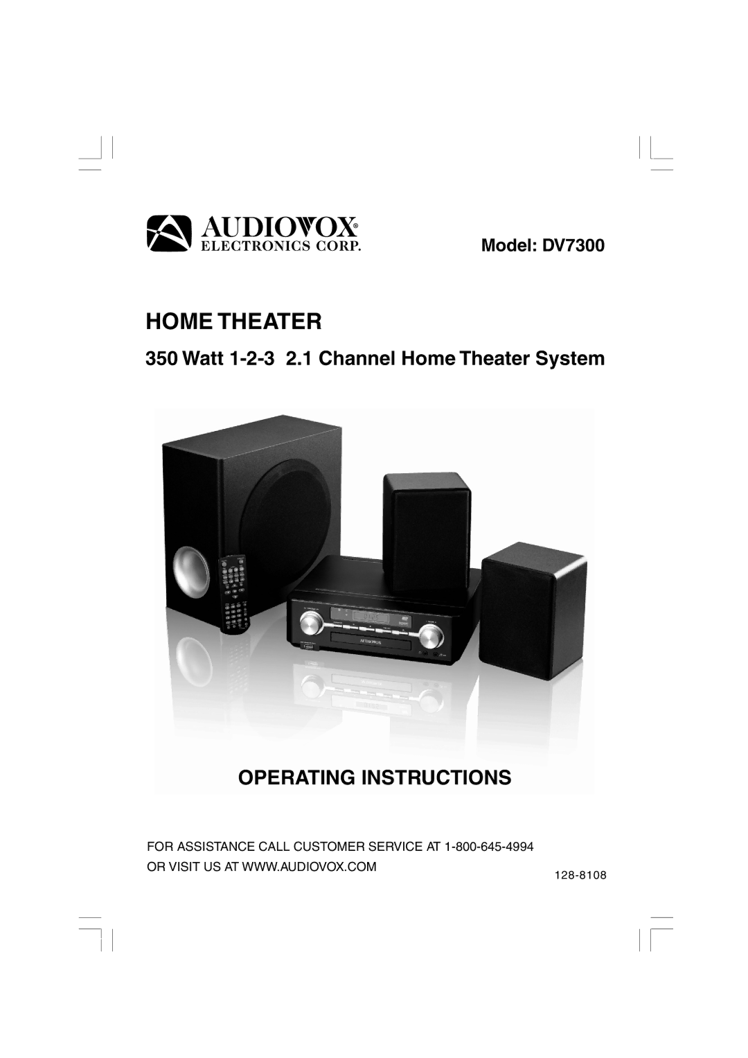 Audiovox DV 7300 operating instructions Home Theater 