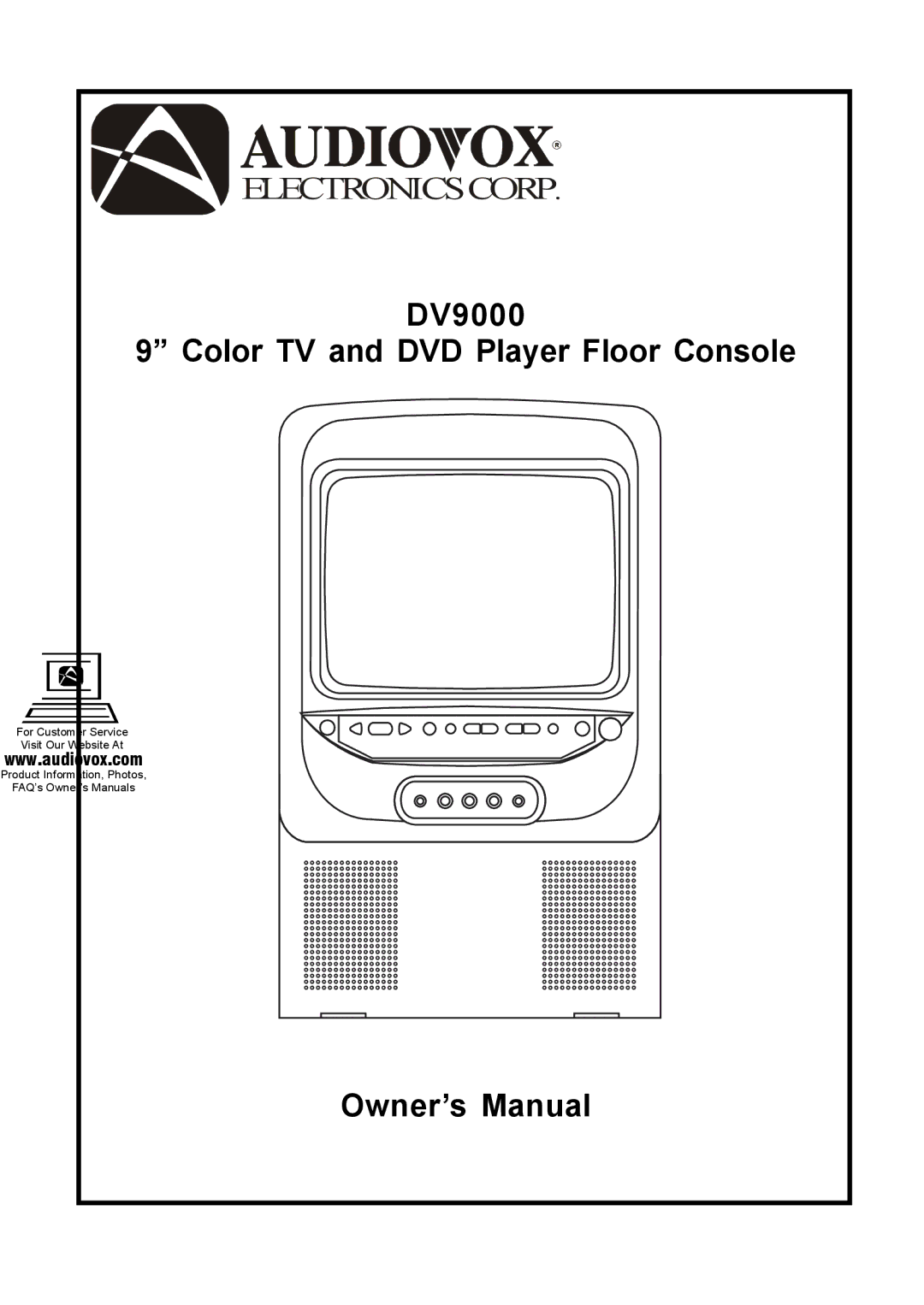 Audiovox owner manual DV9000 Color TV and DVD Player Floor Console 